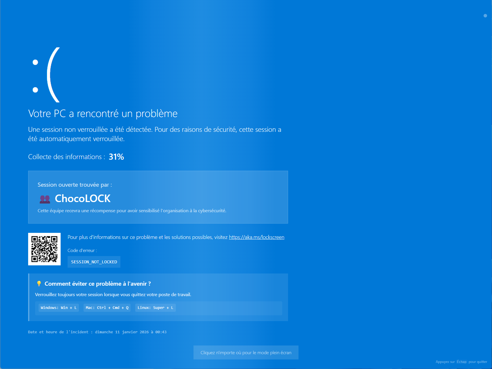 Aperçu de l'écran de verrouillage Chocolock Classique - BSOD